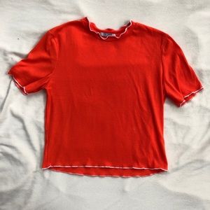 VIBRANT ORANGE ZARA CROP TOP WITH WHITE DETAILING